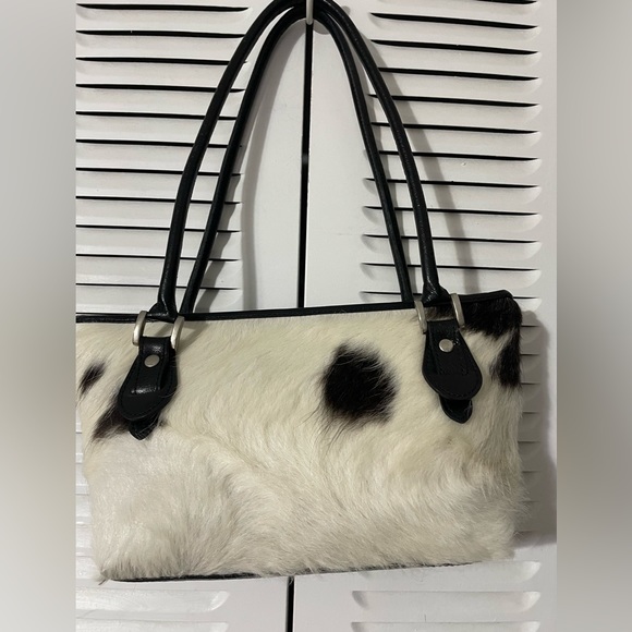 DAMARE, WOMEN'S SHOULDER BAG, Genuine cowhide leather, black white - Picture 5 of 17